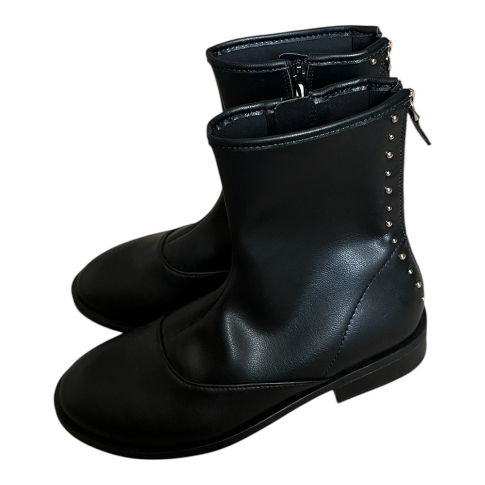ZARA Kids Studded Black Mid-Calf Boots Size 32 / US 1 Edgy Girls Ankle Zip Boots